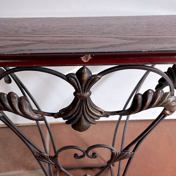 Metal wrought iron & wood decorative wall shelf Vintage display shelf - Picture 2 of 10